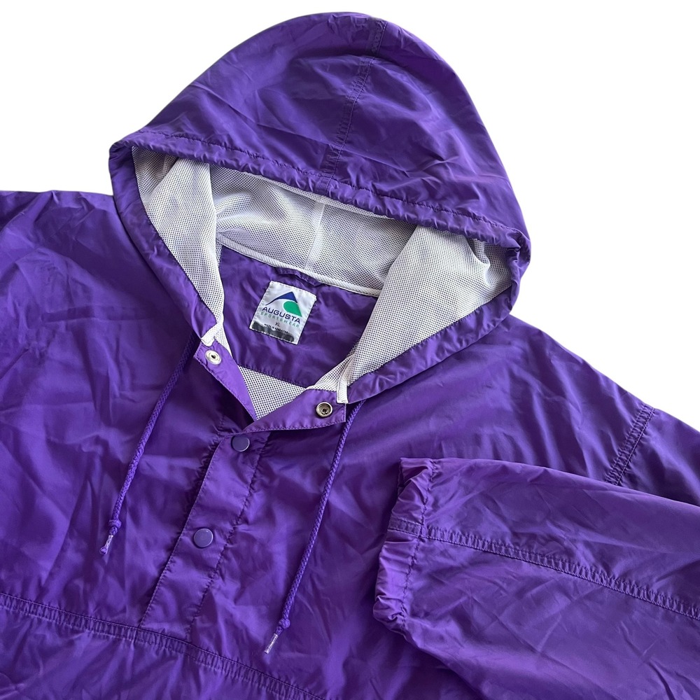 Augusta Sportswear Women XL Purple Hood Vented Pullover Windbreaker Jacket Retro